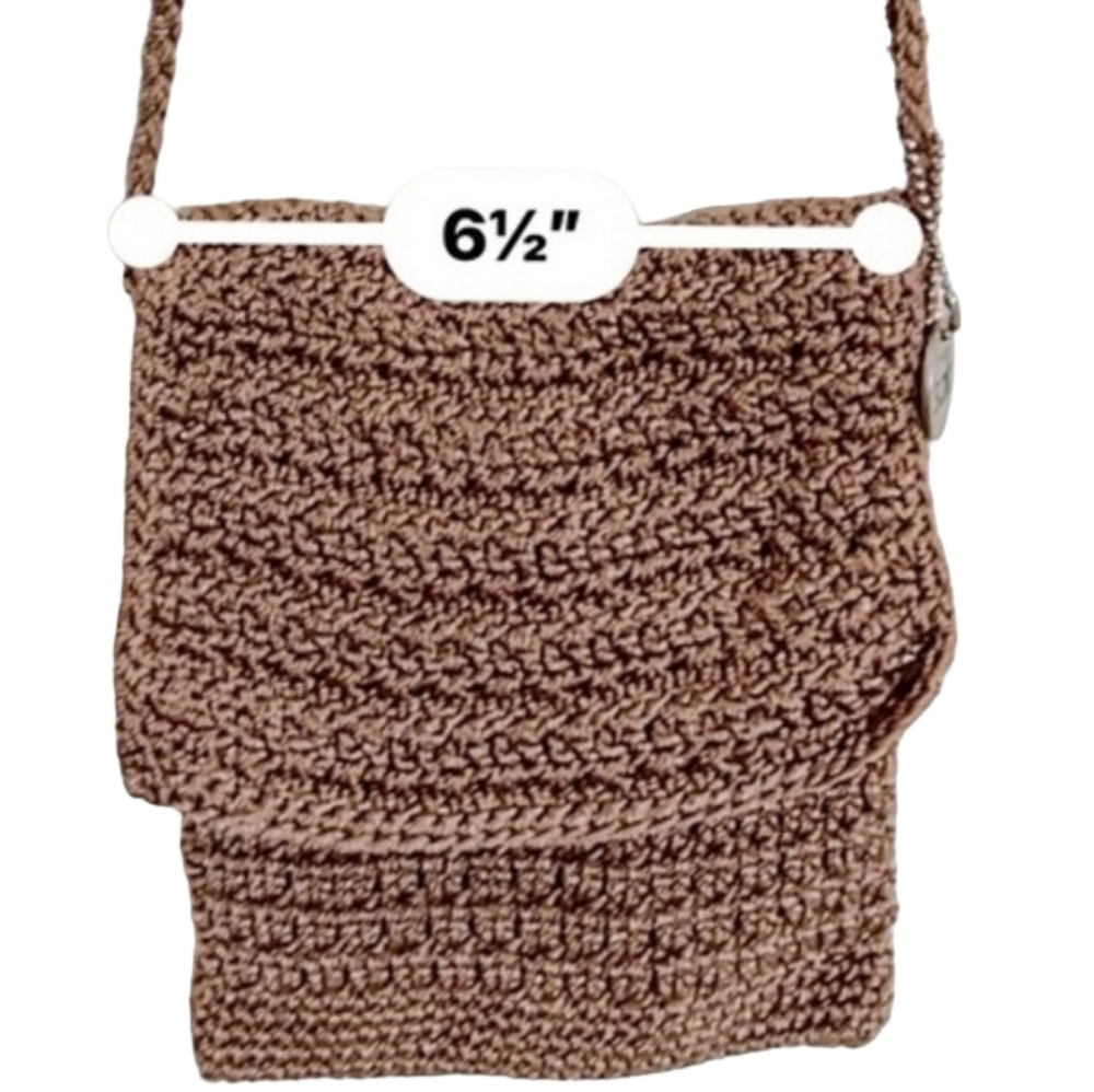 The Sak Crochet Tan Crossbody Purse Top Flap with Zipper Closure - Picture 3 of 3